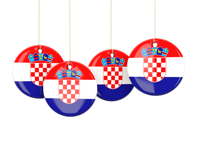 Четыре круглых бирки. Скачать флаг. Хорватия