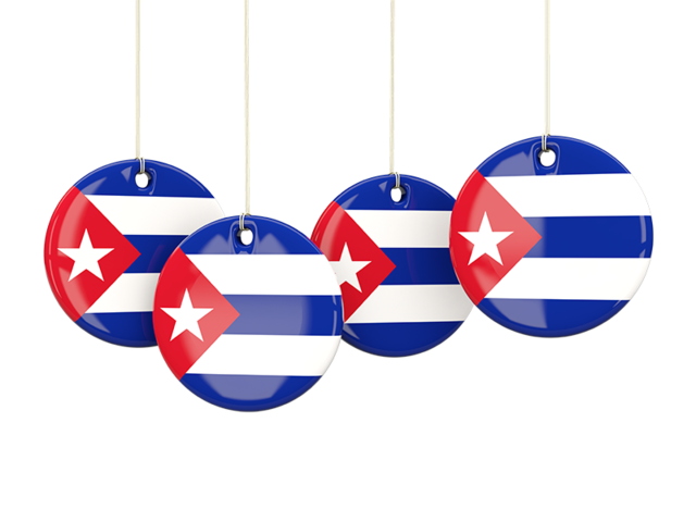 Four round labels. Download flag icon of Cuba at PNG format