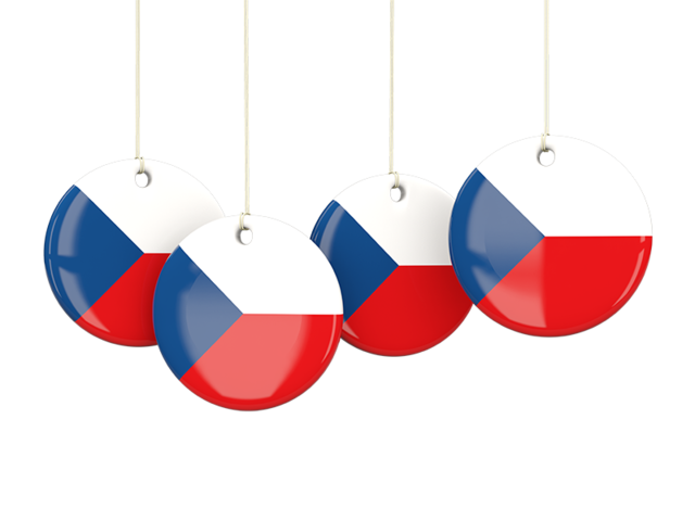 Four round labels. Download flag icon of Czech Republic at PNG format