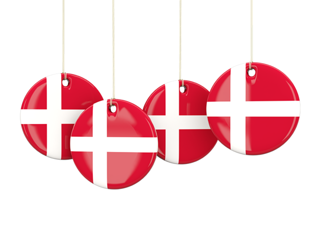 Four round labels. Download flag icon of Denmark at PNG format