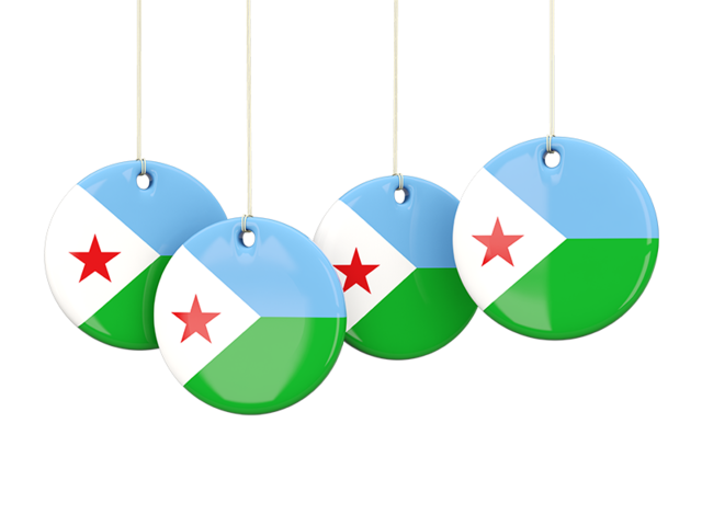 Four round labels. Download flag icon of Djibouti at PNG format