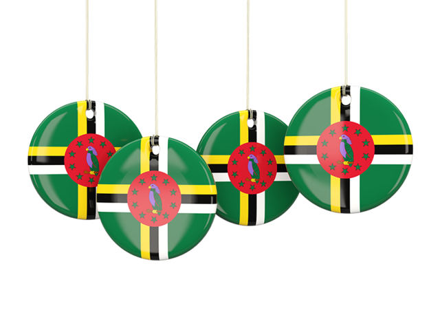Four round labels. Download flag icon of Dominica at PNG format