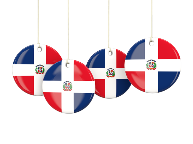 Четыре круглых бирки. Скачать флаг. Доминиканская Республика