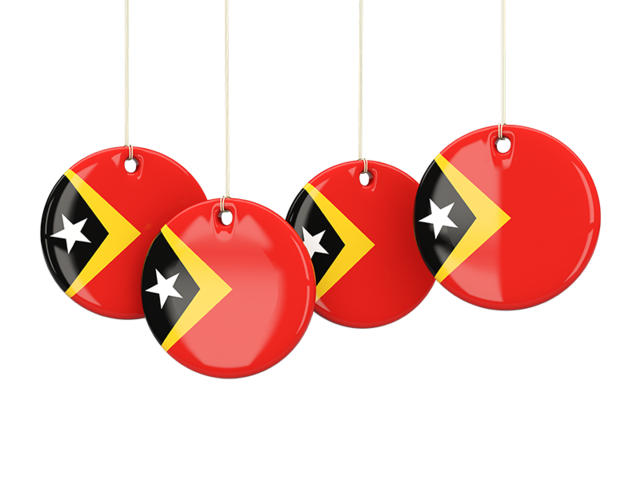 Four round labels. Download flag icon of East Timor at PNG format