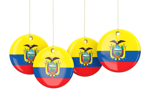 Four round labels. Download flag icon of Ecuador at PNG format