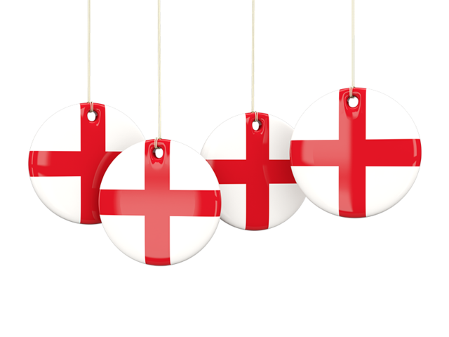 Four round labels. Download flag icon of England at PNG format