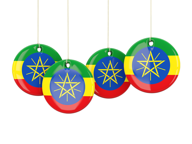 Four round labels. Download flag icon of Ethiopia at PNG format