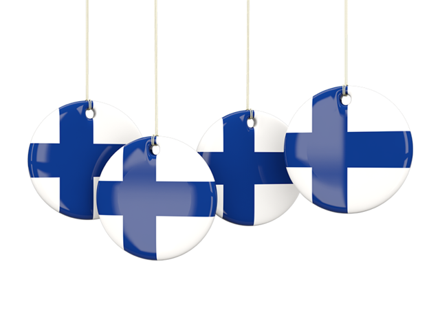 Four round labels. Download flag icon of Finland at PNG format