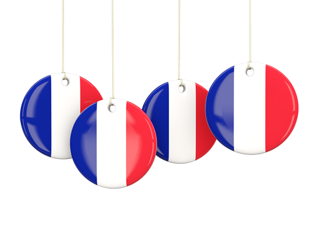 Four round labels. Download flag icon of France at PNG format