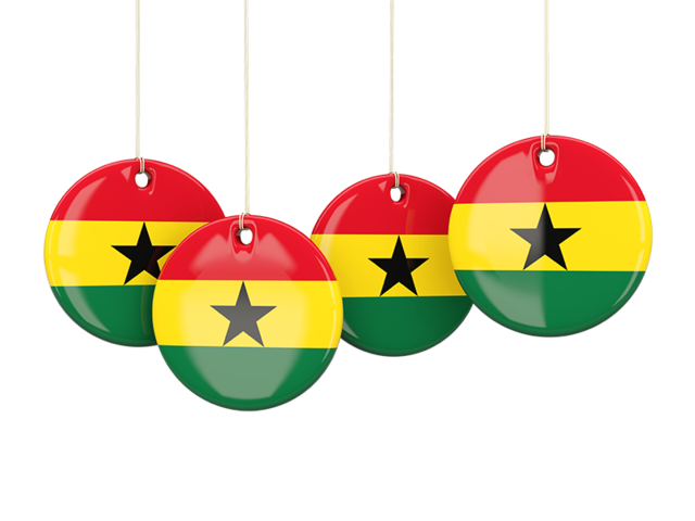 Four round labels. Download flag icon of Ghana at PNG format