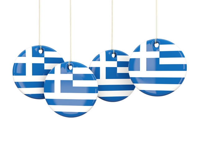 Four round labels. Download flag icon of Greece at PNG format