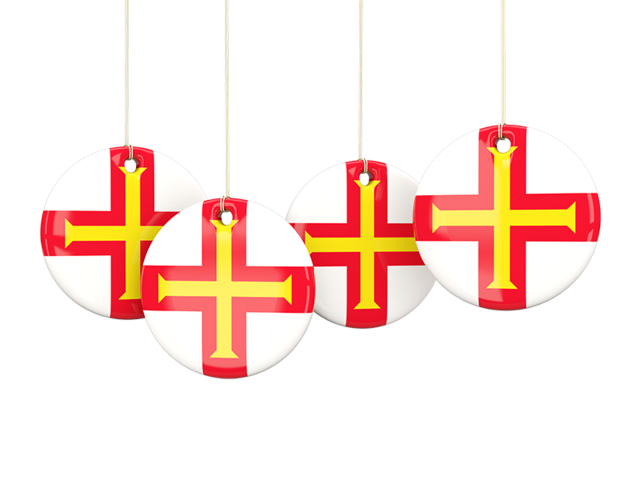 Four round labels. Download flag icon of Guernsey at PNG format