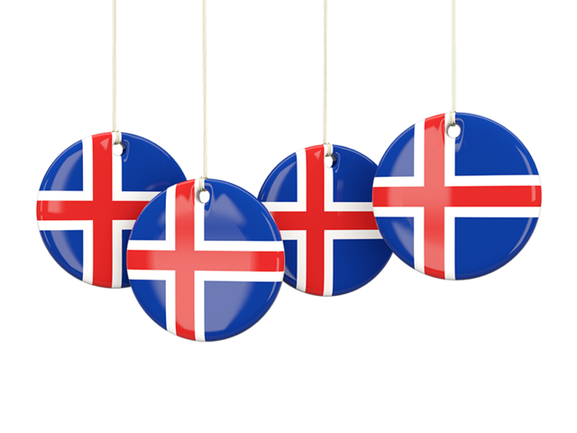 Four round labels. Download flag icon of Iceland at PNG format
