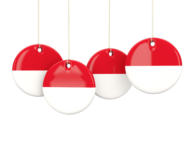 Four round labels. Download flag icon of Indonesia at PNG format