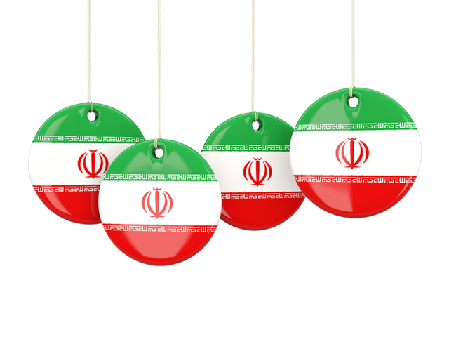 Four round labels. Download flag icon of Iran at PNG format