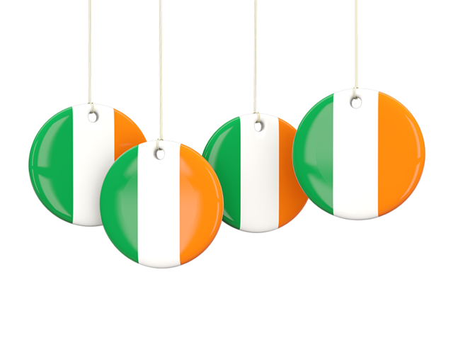 Four round labels. Download flag icon of Ireland at PNG format