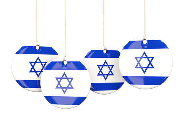 Four round labels. Download flag icon of Israel at PNG format