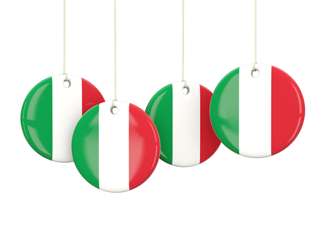 Four round labels. Download flag icon of Italy at PNG format