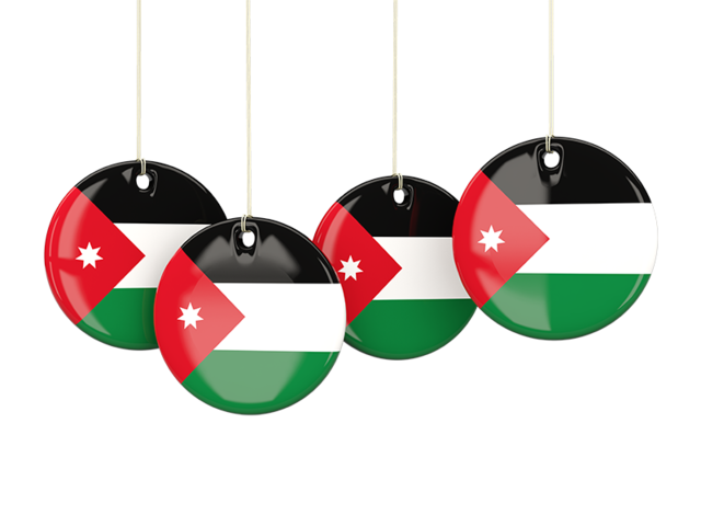Four round labels. Download flag icon of Jordan at PNG format