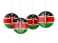 Kenya. Four round labels. Download icon.