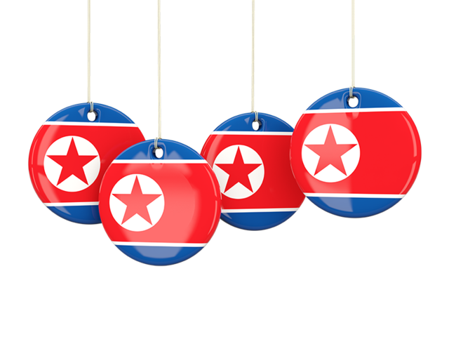 Four round labels. Download flag icon of North Korea at PNG format