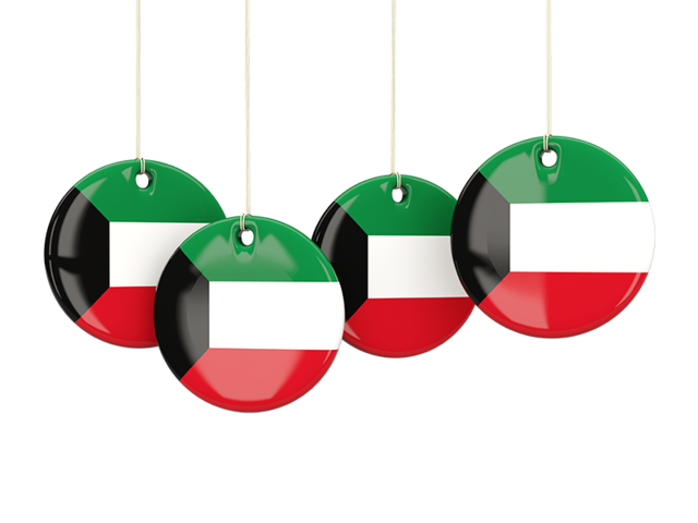 Four round labels. Download flag icon of Kuwait at PNG format