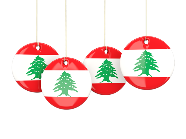 Four round labels. Download flag icon of Lebanon at PNG format
