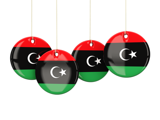 Four round labels. Download flag icon of Libya at PNG format