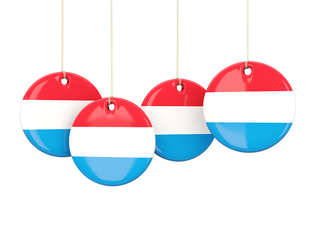 Four round labels. Download flag icon of Luxembourg at PNG format