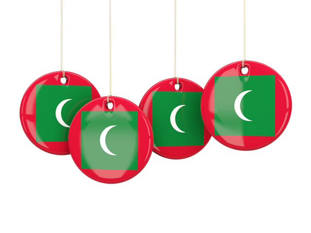 Four round labels. Download flag icon of Maldives at PNG format