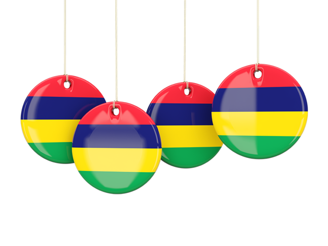 Four round labels. Download flag icon of Mauritius at PNG format
