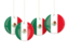 Mexico. Four round labels. Download icon.