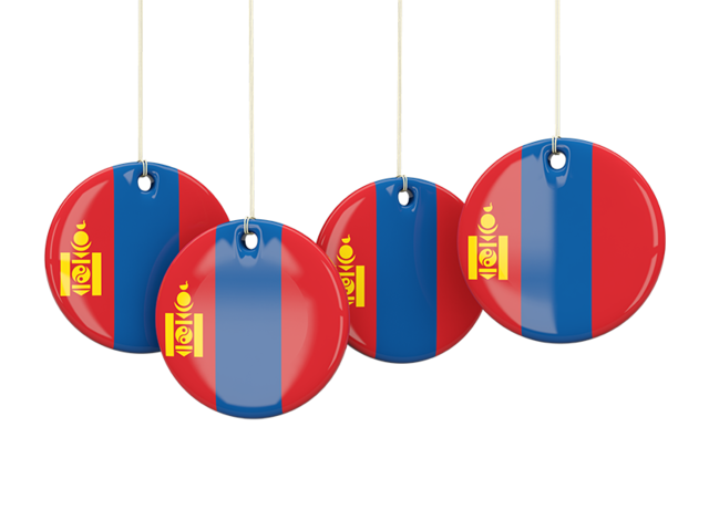 Four round labels. Download flag icon of Mongolia at PNG format