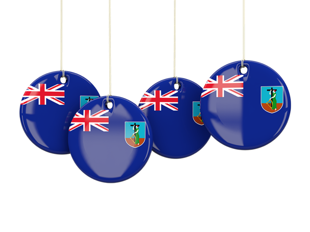 Four round labels. Download flag icon of Montserrat at PNG format