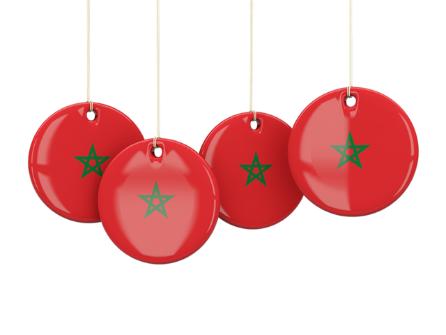 Four round labels. Download flag icon of Morocco at PNG format