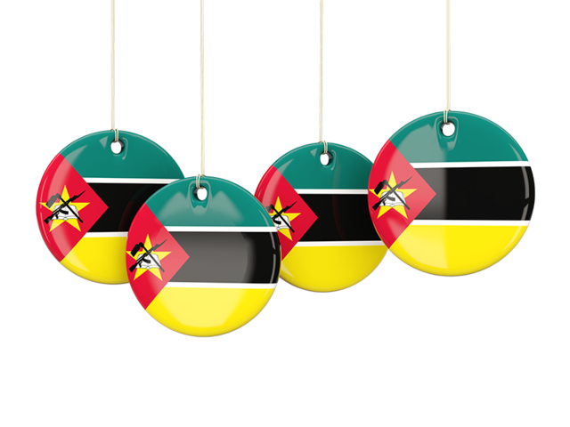 Four round labels. Download flag icon of Mozambique at PNG format