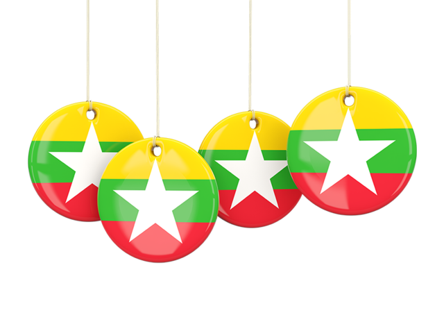 Four round labels. Download flag icon of Myanmar at PNG format