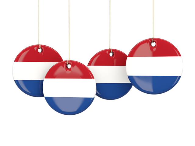 Four round labels. Download flag icon of Netherlands at PNG format