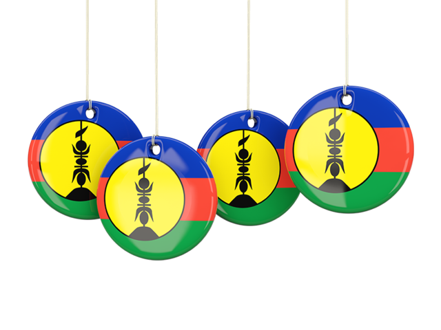 Four round labels. Download flag icon of New Caledonia at PNG format