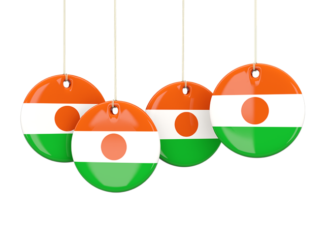 Four round labels. Download flag icon of Niger at PNG format