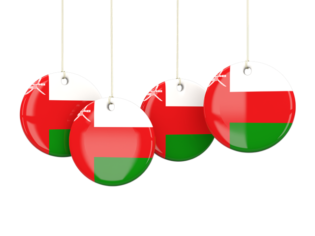 Four round labels. Download flag icon of Oman at PNG format