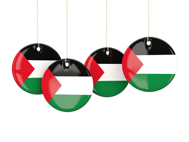 Four round labels. Download flag icon of Palestinian territories at PNG format