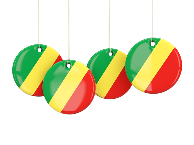 Четыре круглых бирки. Скачать флаг. Республика Конго