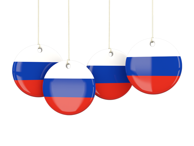 Four round labels. Download flag icon of Russia at PNG format