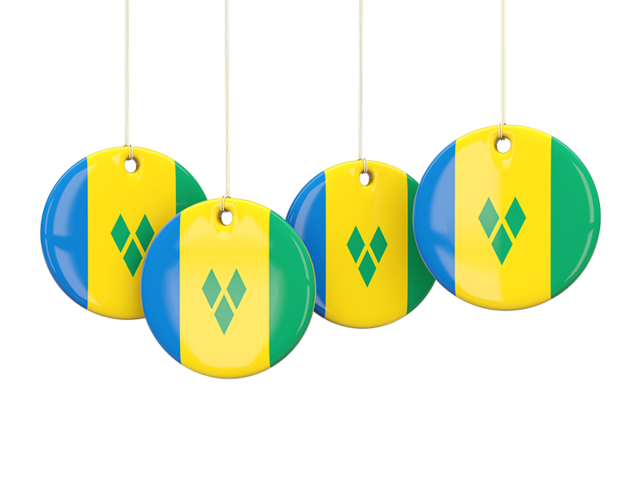 Four round labels. Download flag icon of Saint Vincent and the Grenadines at PNG format