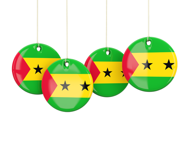 Four round labels. Download flag icon of Sao Tome and Principe at PNG format
