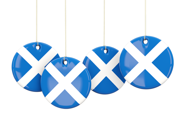 Four round labels. Download flag icon of Scotland at PNG format