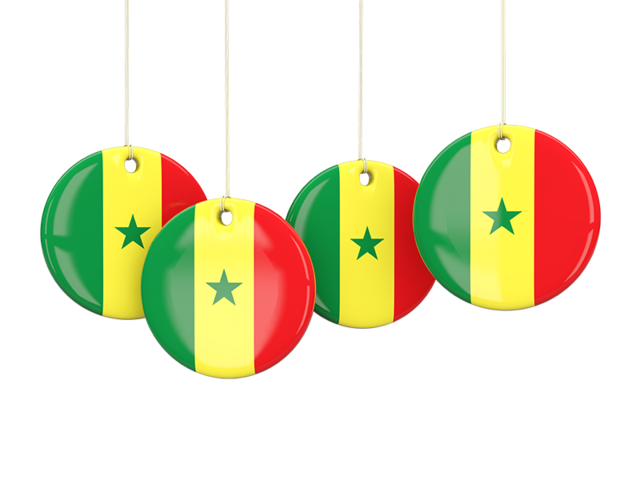Four round labels. Download flag icon of Senegal at PNG format
