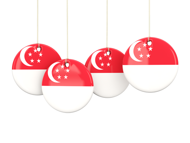 Four round labels. Download flag icon of Singapore at PNG format