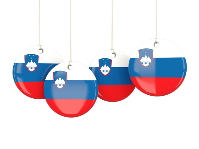 Four round labels. Download flag icon of Slovenia at PNG format